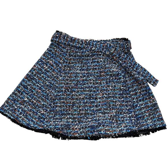 Lovers + Friends Aiden Blue Multi Tweed Belted Mini Skirt Medium - Picture 2 of 15